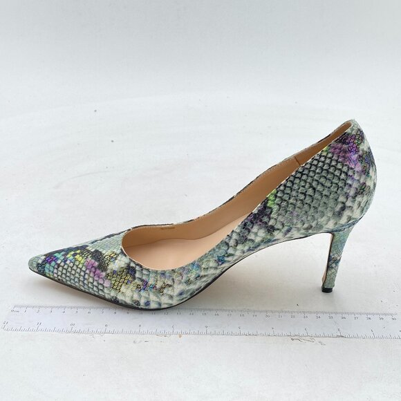 YDN Snakeskin Green High Heels Pumps Slip on Stiletto Animal Printing Shoes - Picture 2 of 8